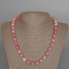 Collar de rodonita, piedra natural, bolas lisas, diámetro 10,5 mm, longitud 51 cm aprox.