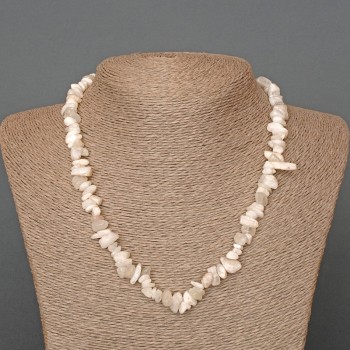 Collar de adularia, piedra natural en fragmentos, diámetro 8×4 mm +-, longitud 47 cm+-