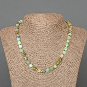 Collar de crisocola y lapislázuli, piedra natural facetada en cubo, diámetro 7 mm ±, longitud 50 cm ±