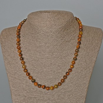 Collar de petersita amarillo, piedra natural, cuentas lisas, diámetro 6,5 mm+-, longitud 48 cm+-