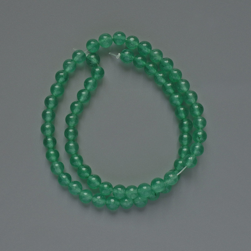 Cuentas de nefrita artificial (bolas lisas), diámetro 6 mm ±, longitud 38 cm ±, en hilo