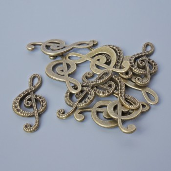 Colgante «Clave de Sol», diámetro 33×14,5 mm, diámetro del orificio 5,5×2 mm, empaque 11 piezas aprox, color bronce