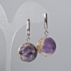 Pendientes de amatista, piedra natural, bola lisa, diámetro 20 mm, longitud 40 mm, cierre inglés