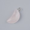 Colgante «Luna» de cuarzo rosa, piedra natural, diámetro 17×10 mm ±, longitud 25 mm ±