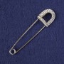 Broche-alfiler con cristales blancos, metal plateado 80×20 mm+