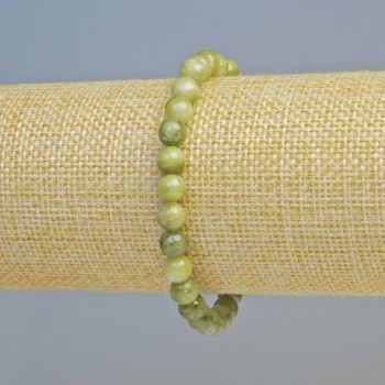 Brazalete Ópalo Verde (acrílico) bolas lisas, diámetro 6 mm ± (elástico), longitud 18 cm+