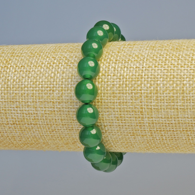 Pulsera de crisoprasa natural, bolas lisas diámetro 10 mm +/- (elástico), longitud 18 cm+