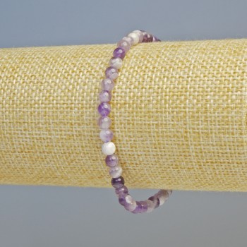 Pulsera de amatista Chevron, piedra natural, bolas lisas de 4 mm de diámetro ± (elástica), longitud 18 cm+