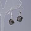 Pendientes de obsidiana plateada, piedra natural, facetado múltiple, diámetro 10x12 mm +-, longitud 32 mm +