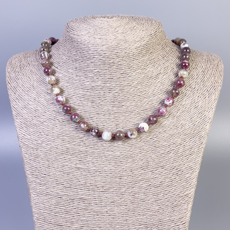 Collar de turmalina, cuentas lisas de 8 mm, 45 cm, con cierre