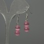 Pendientes ojo de gato rosa, bolas de 8 mm, longitud 35 mm+