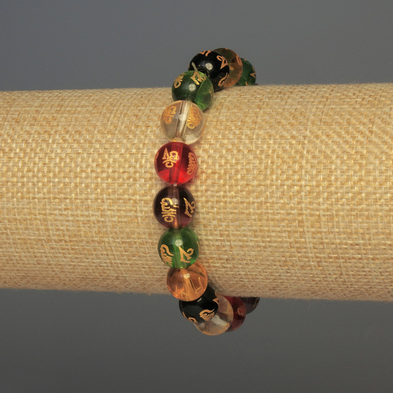 Pulsera de vidrio con cuentas lisas, diámetro 10 mm ±, 18 cm ±, elástica