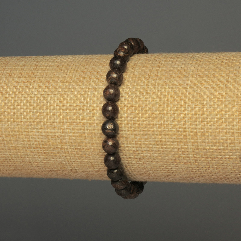 Pulsera de bronzita, cuentas lisas de 6 mm