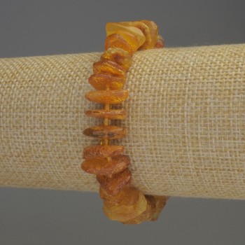 Pulsera de fragmentos de ámbar 12×3,5 mm ± con cuentas de vidrio de 3 mm ±, longitud 18 cm ±, elástica