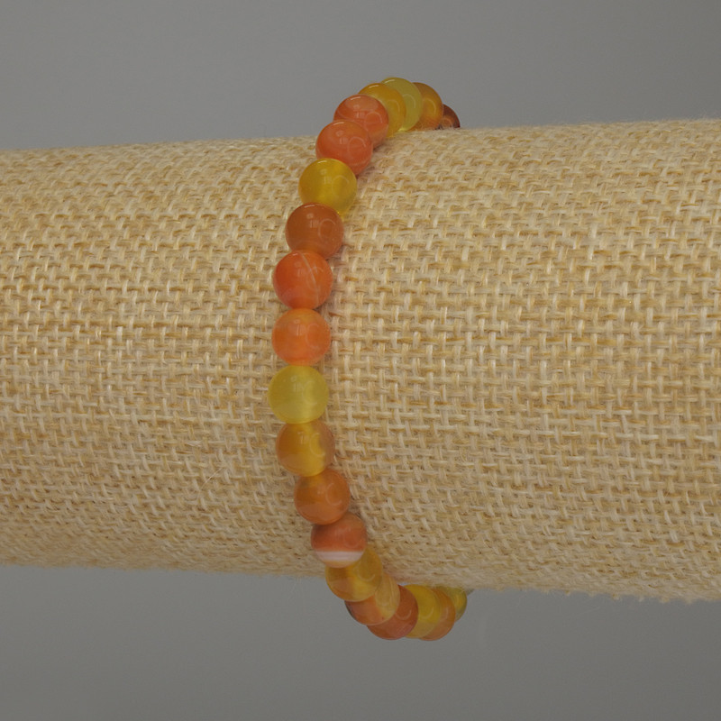 Pulsera elástica de ágata naranja de 6 mm