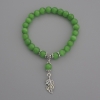 Pulsera ojo de gato verde, cuentas lisas, diámetro 7 mm, longitud 18 cm, elástico