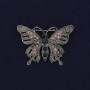 Broche mariposa con strass, metal plateado, 41×30 mm +