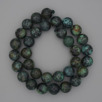 Cuentas de turquesa africana, bolitas lisas de 12 mm de diámetro, en hilo, longitud 39 cm (+)