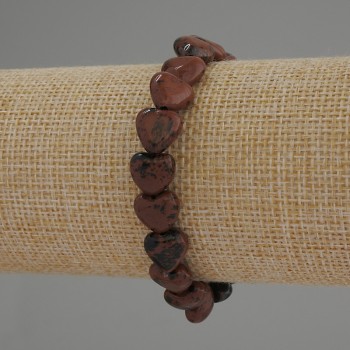 Pulsera de obsidiana en forma de corazones, diámetro 10 mm ±, longitud 18 cm ±, elástica