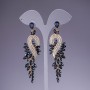 Pendientes con cristales azul oscuro, longitud 9 cm, metal dorado