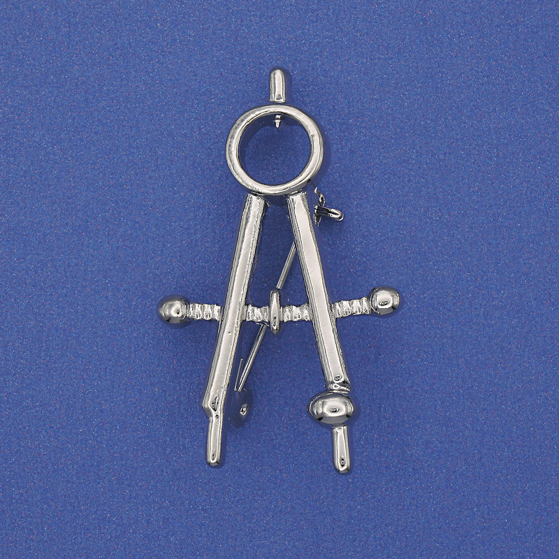 Broche compás plateado de metal 41×24 mm+