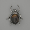 Broche-colgante Escarabajo Ojo de Tigre 44×37 mm ± metal plateado