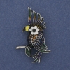 Broche Loro esmaltado colorido metal plateado 51×31 mm+