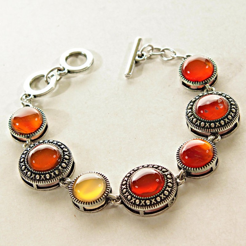 Pulsera de cornalina en montura «punto cruz»