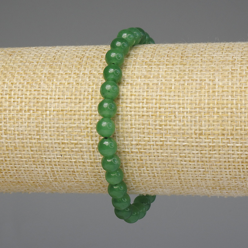 Pulsera de crisoprasa, bolas lisas 6 mm, longitud 18 cm, elástico