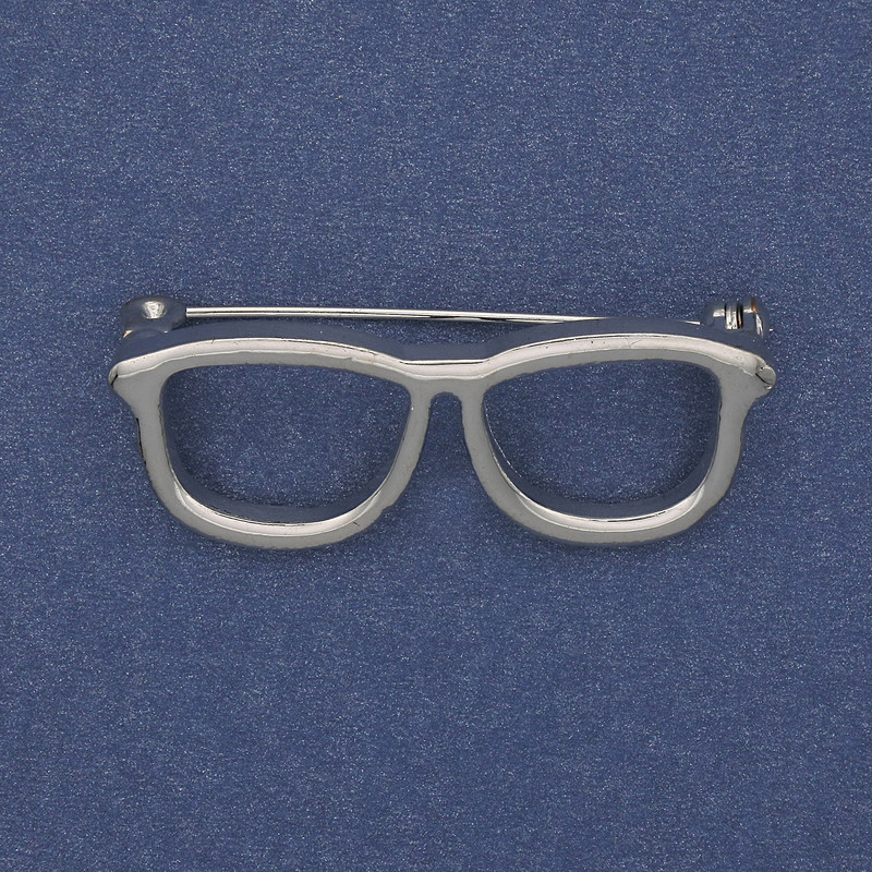 Broche 'Gafas' de metal plateado 40×16 mm+