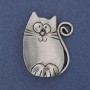 Broche-pendiente Gato, metal plateado, 37x29 mm+