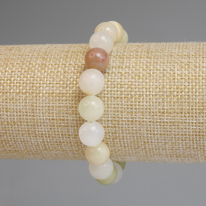 Pulsera de ónix con bolas lisas de 10 mm, longitud 18 cm, elástica