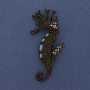 Broche-colgante Caballito de mar con strass de colores