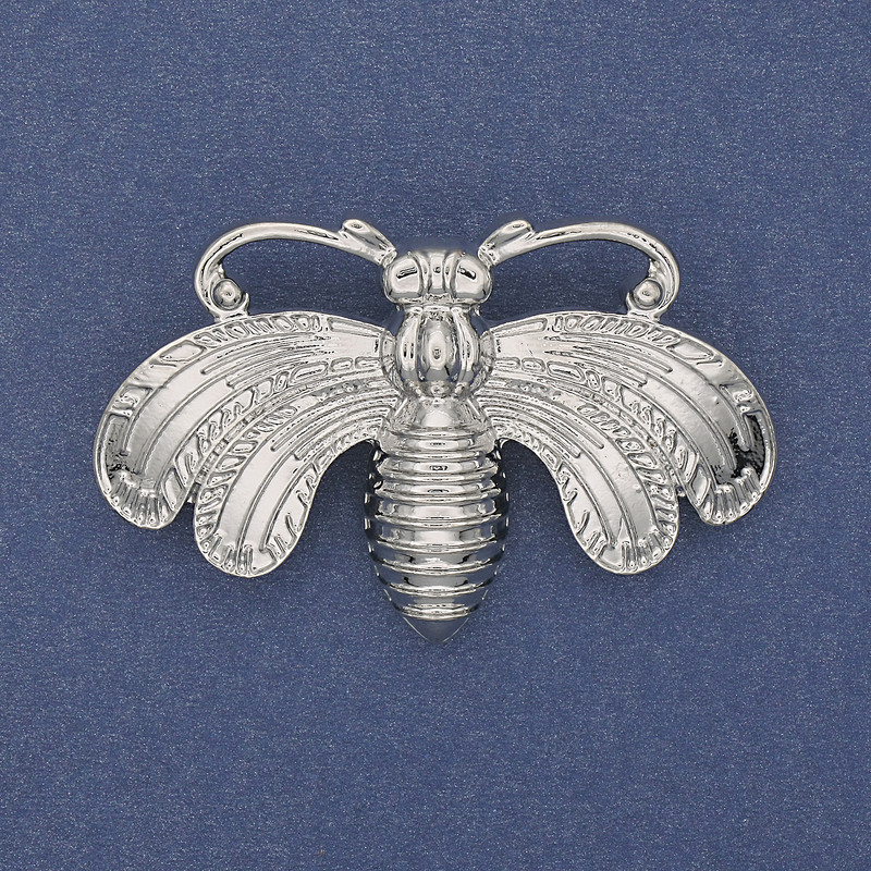 Broche mariposa de metal plateado de 50×33 mm+