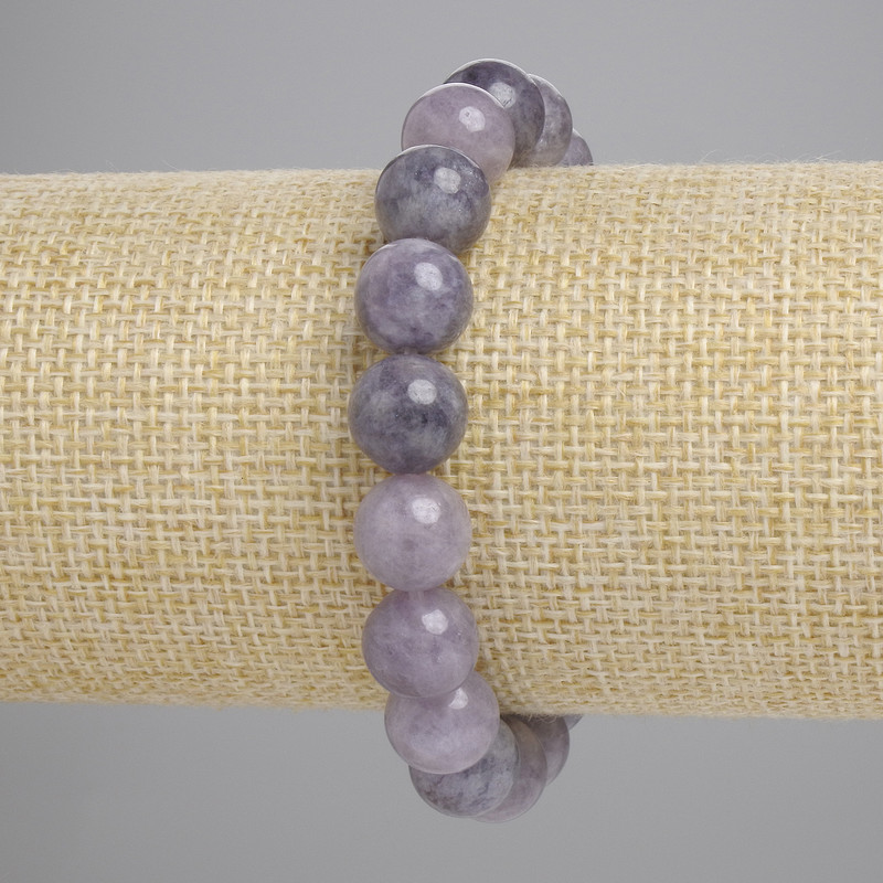 Pulsera de iolita con bolas lisas, diámetro 10 mm ±, longitud 18 cm ±, elástica