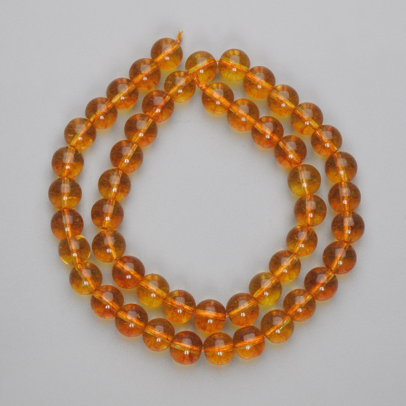 Cuentas de citrino prensadas, bolas lisas de 8 mm en hilo, longitud 38 cm+