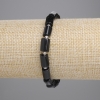 Pulsera negra de turmalina facetada, diámetro 8-10×6 mm ±, cuentas de 3 mm ±, longitud 18 cm ±, elástico