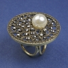 Broche-clip para pañuelos y foulards, cristales blancos Mallorca, 40 mm ±, metal dorado, clip, diámetro 22 mm+