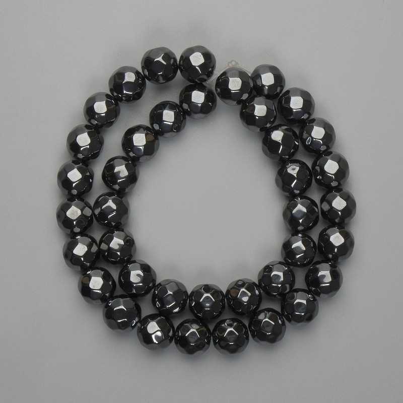 Cuentas facetadas de hematita, bola de 10 mm +/-, longitud 38 cm +/-