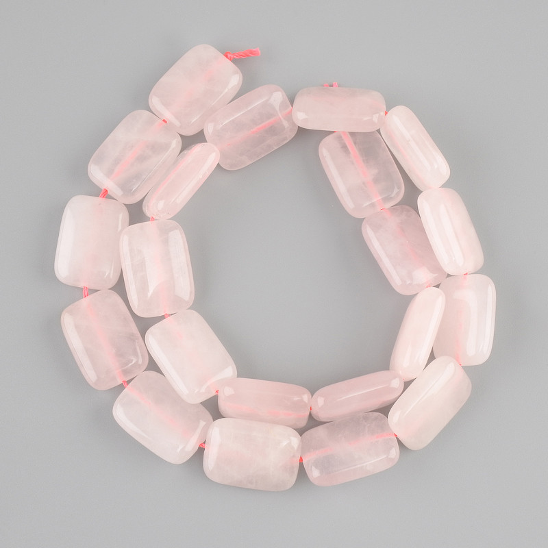 Cuentas de cuarzo rosa rectangulares 18×13-13,5 mm