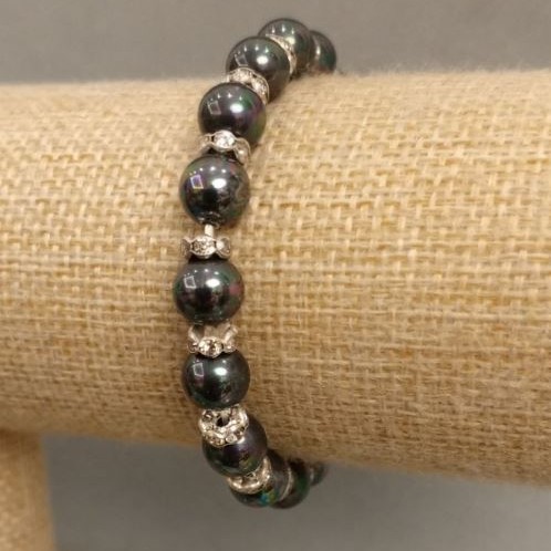 Pulsera de perlas de Mallorca, longitud 18 cm ±, elástica
