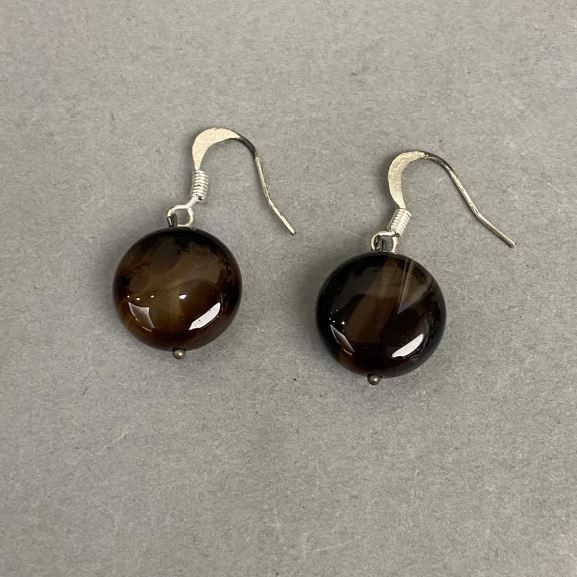 Pendientes con topacio humo, 32 mm de largo +