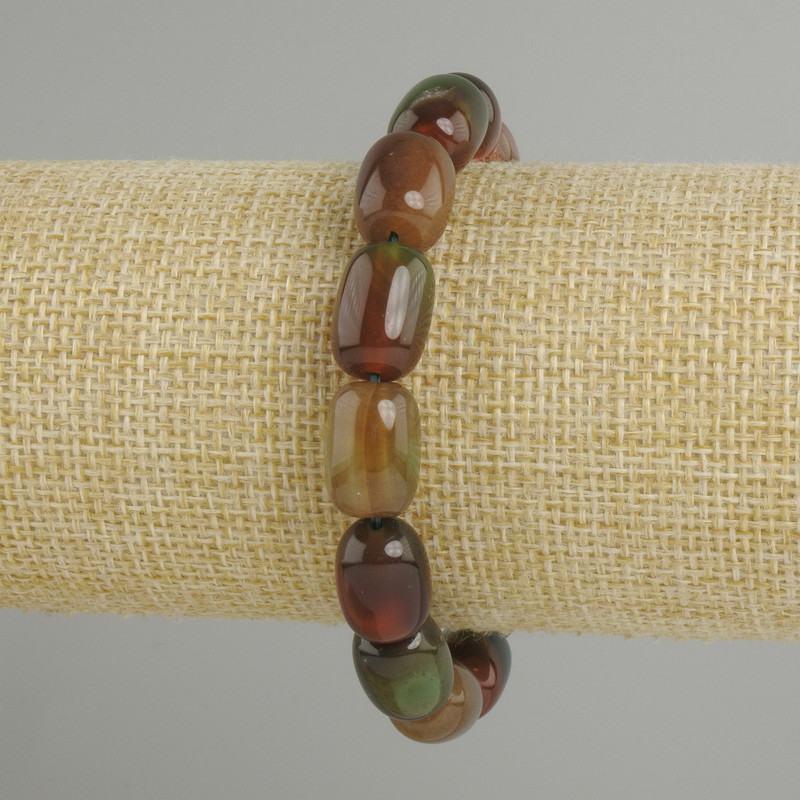 Pulsera de ágata Barril, diámetro 14×10 mm, longitud 18 cm ±, elástica