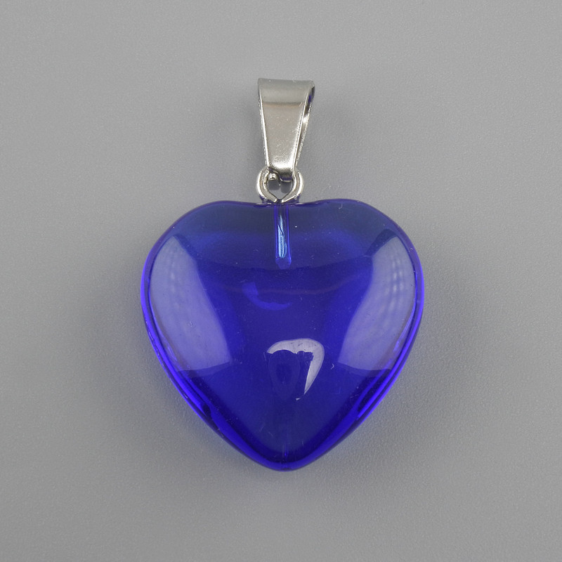 Colgante Corazón de vidrio teñido 20×20×6×30 mm+