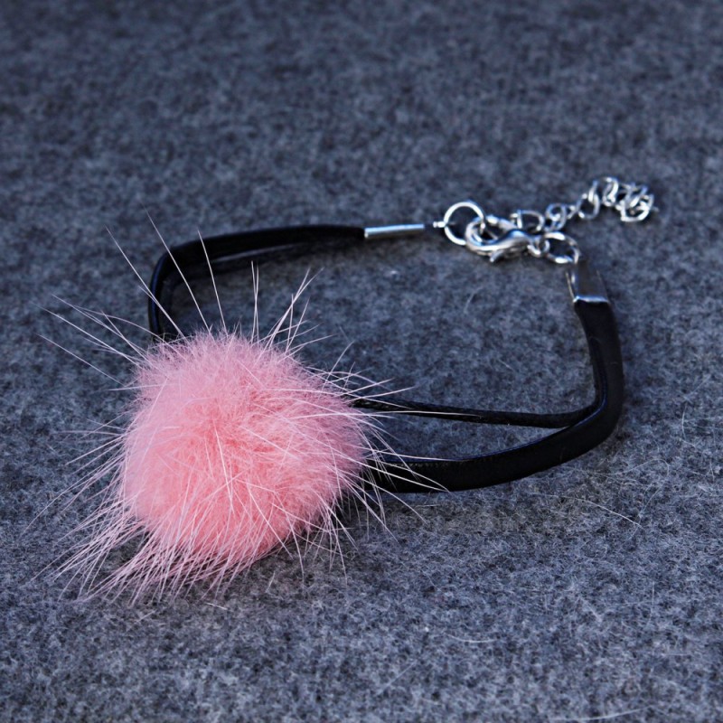 Pulsera de pelaje natural rosado