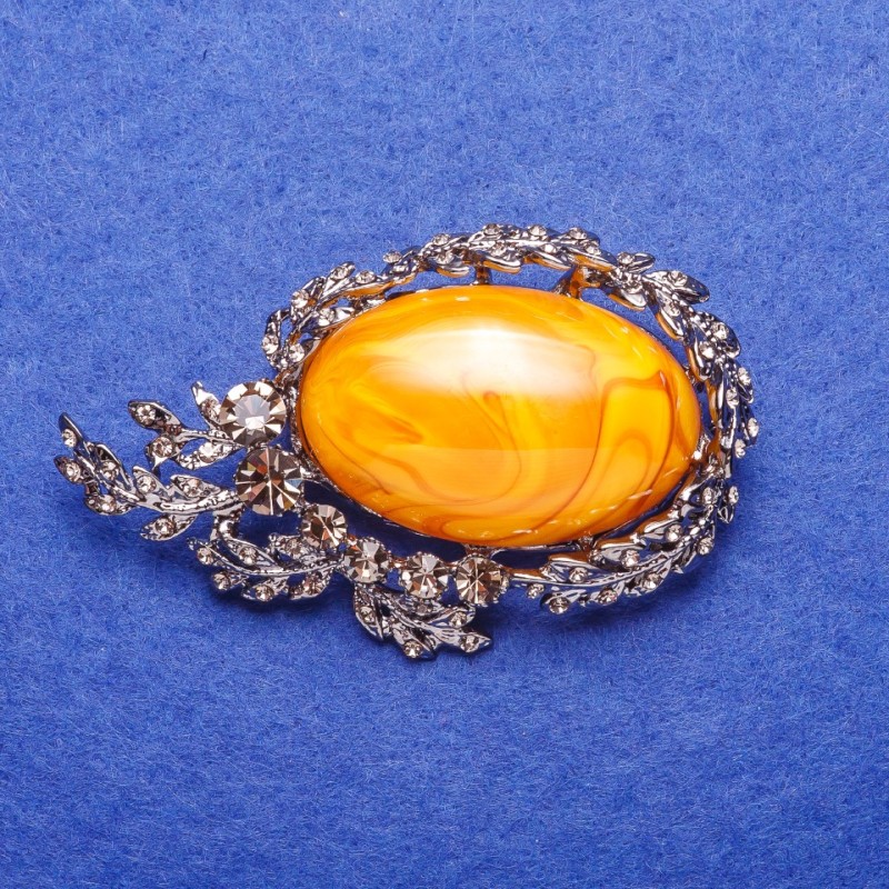 Broche «Ámbar» con plata en gotas