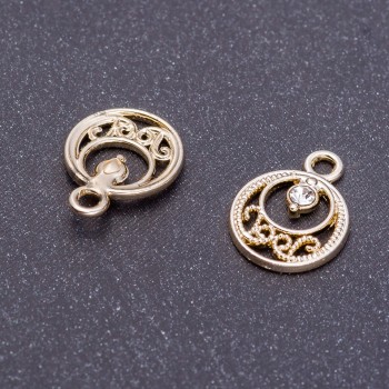 Accesorios de colgante «Oriente» plata limón, diámetro 13 mm, longitud 17 mm, agujero de 3 mm, set de 7 piezas