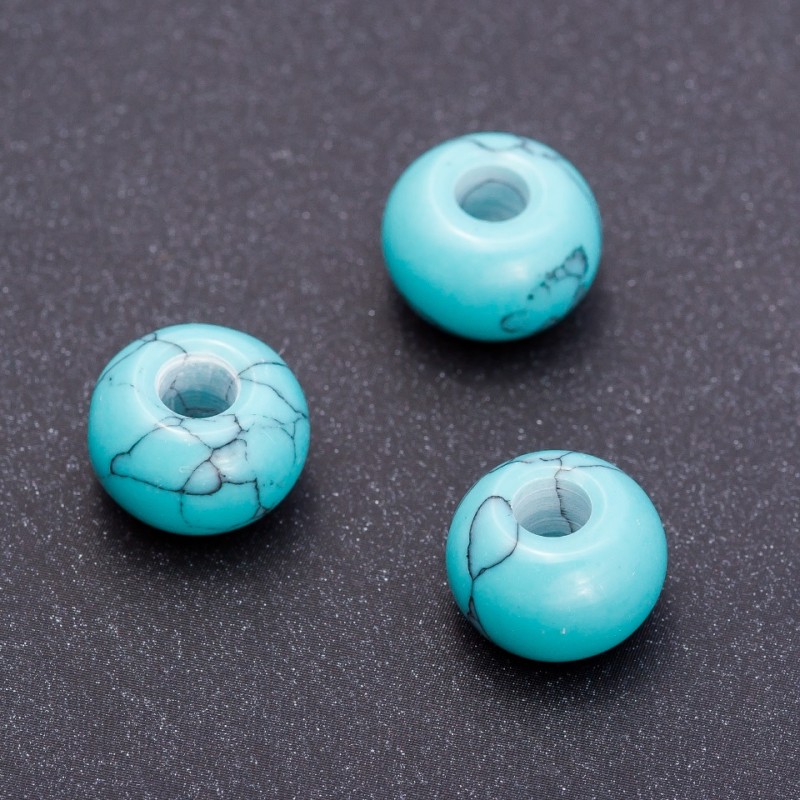 Cuentas Pandora Turquesa 14x10 mm, diámetro del agujero 5 mm