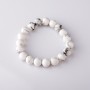 Pulsera elástica de howlita natural, cuentas lisas de 8 mm