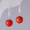 Pendientes naturales de coral espongiforme, cuentas esféricas lisas de 14 mm de diámetro, 3 cm de longitud